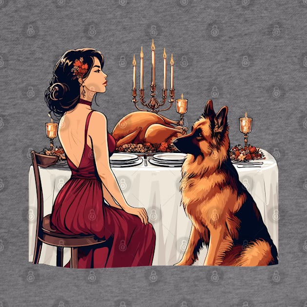 Lady And German Shepherd Thanksgiving by Graceful Designs